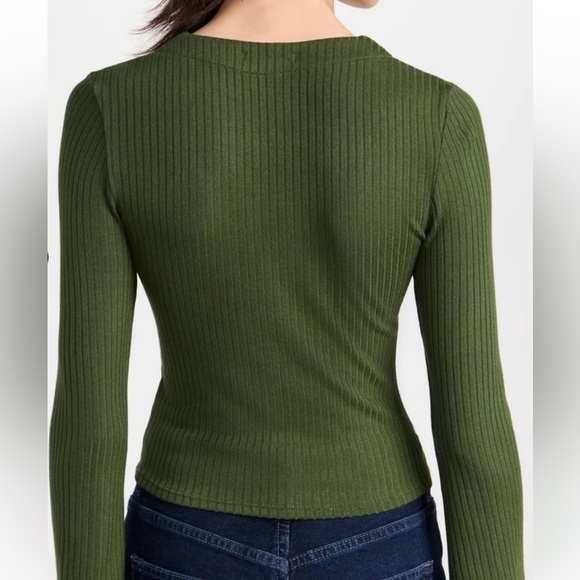 Reformation Gellar Green Ribbed Button-Up Top Size Medium - Picture 3 of 7